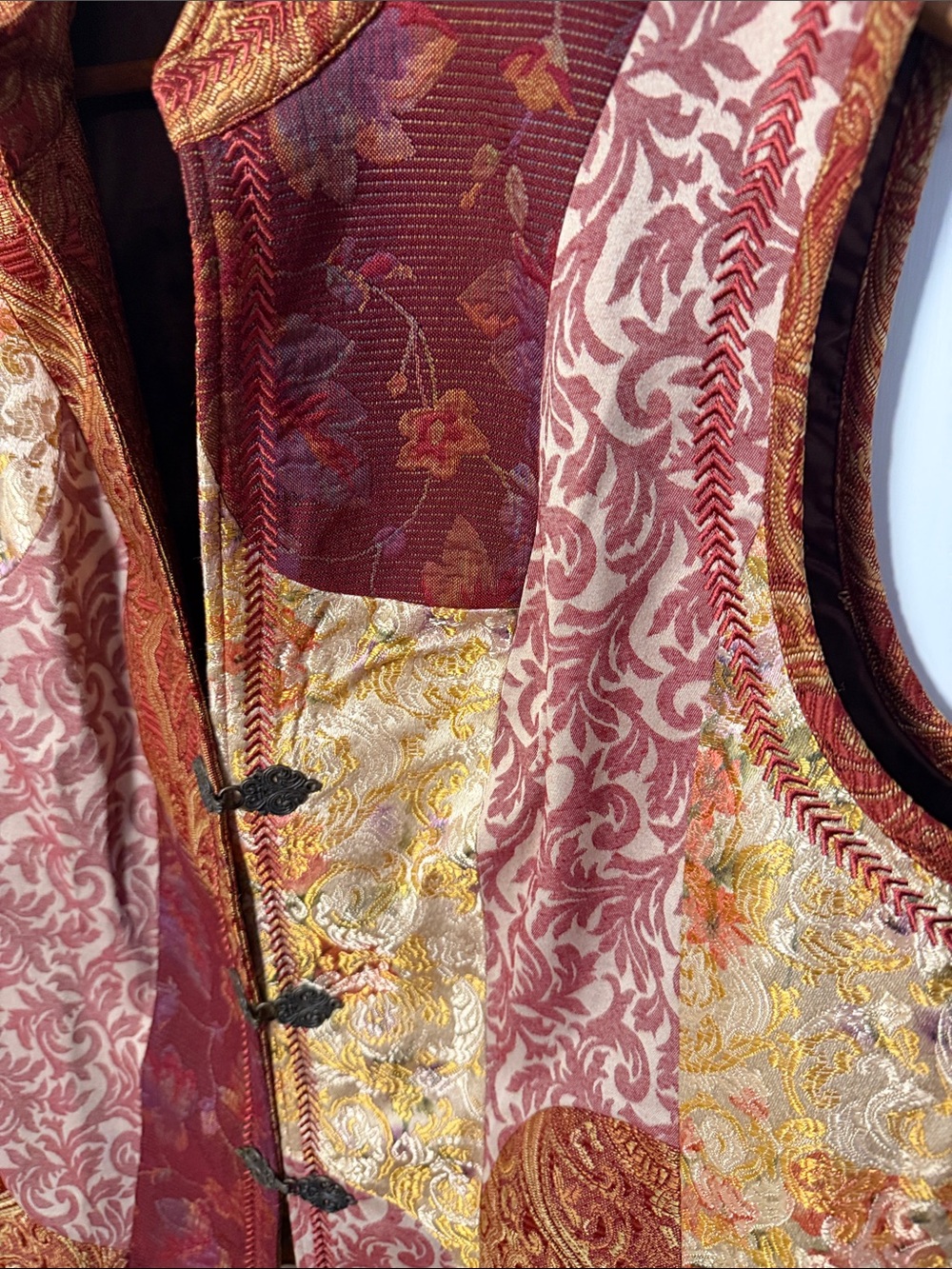 Coldwater Creek Patchwork Brocade Vest — Burgundy, Gold & Cream Jacquard Brocade - Picture 3 of 6
